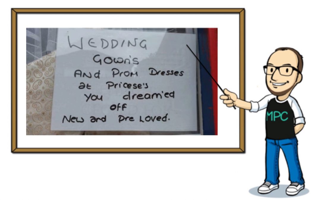 The dress shop from spellchecker hell: A challenge for grammar nazis